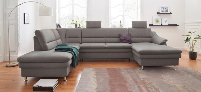 SIT&MORE, sit&more Wohnlandschaft, sit&more Wohnlandschaft »Cardoso U-Form« mit Federkern und Kopfstützen, mit Bettfunktion und Relaxfunktion