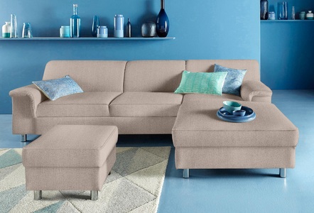 INOSIGN, INOSIGN Ecksofa, wahlweise mit Bettfunktion, DOMO collection Ecksofa »Jamie, modern und elegant, Fusshöhe 9cm, L-Form,« wahlweise mit Bettfunktion