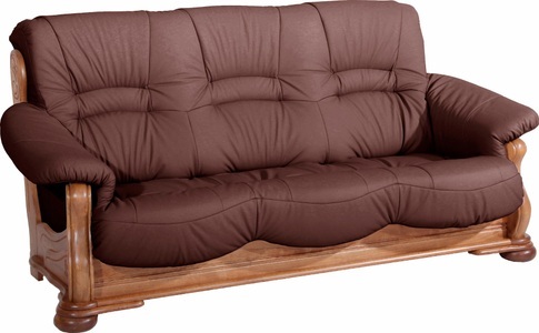 MAX WINZER, Max Winzer® Polstergarnitur »Texas«, mit dekorativem Holzgestell, 2-tlg., Max Winzer® Polstergarnitur »Texas Set besehend aus 2er- und 3er-Sofa, bequeme legere Polsterung« mit dekorativem Eichenholzgestell, Retro Klassiker