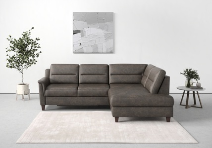 sit&more Ecksofa »Farö«, inklusive Federkern, mit naturfarbenen Füssen, wahlweise mit Bettfunktion und Bettkasten