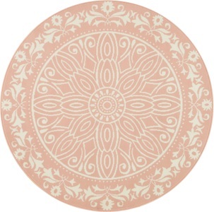 White Label, White Label - Design-Velourteppich - 140 cm - Rosa, Home affaire Teppich »Hugh«, rund, 8 mm Höhe, Kurzflor, Mandala-Design, Zwei-Farben-Kombination