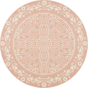 White Label, White Label - Design-Velourteppich - 140 cm - Rosa, Home affaire Teppich »Hugh«, rund, 8 mm Höhe, Kurzflor, Mandala-Design, Zwei-Farben-Kombination