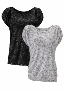 Lascana, LASCANA T-Shirt, LASCANA Kurzarmshirt »mit Schulterraffung«, (2er-Pack), aus weicher Viskose-Qualität