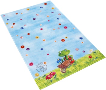 SPIEGELBURG GARDEN, Kinderteppich, »GA-613«, SPIEGELBURG GARDEN, rechteckig, Höhe 6 mm, gedruckt, SPIEGELBURG GARDEN Kinderteppich »GA-613«, rechteckig, 6 mm Höhe, Stoff Druck, Motiv Blumen & Frosch, weiche Microfaser, Kinderzimmer