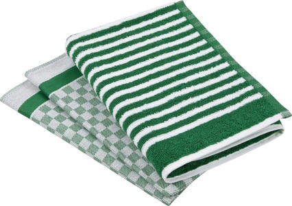 Ross, ROSS Geschirrtuch »Exclusiv«, (Set, 3 tlg.), 1x Küchen-Frottiertuch 50x50 cm Streifen und 2 Geschirrtücher 50x70 cm mit Karodesign, ROSS Geschirrtuch »Exclusiv« 1x Küchen-Frottiertuch (Streifen) und 2 Geschirrtücher (Karodesign)