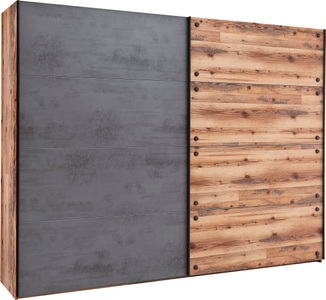 undefined, Schwebetürenschrank, Livetastic Schwebetürenschrank in anthrazit, fichtefarben , Dover , 3 Fächer , 270x210x60 cm , Dekorfolie , Beimöbel erhältlich , 002522031601