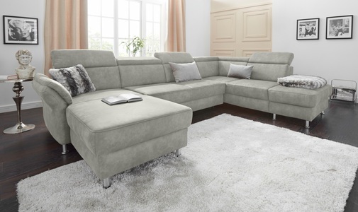 SIT&MORE, sit&more Wohnlandschaft, sit&more Wohnlandschaft »Avignon U-Form« wahlweise mit Bettfunktion und Stauraum, inklusive Kopfteilverstellung