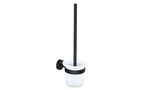 Tesa, tesa MOON BLACK Klobürsten-Garnitur Klebstoff Metall, tesa Moon Black WC-Set, Schwarz