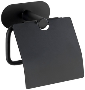 Wenko, Wenko - Turbo-Loc® Edelstahl Toilettenpapierhalter mit Deckel Orea Black Matt, WC-Rollenhalter aus rostfreiem Edelstahl, Toilettenpapierhalter aus Metall in Schwarz