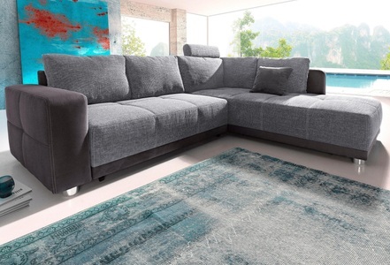 PLACES OF STYLE, Places of Style Ecksofa, mit Bettfunktion, Bettkasten und Federkern, wahlweise mit 1 oder 3 Kopfstützen, Ottomane links oder rechts montierbar, Places of Style Ecksofa, mit Bettfunktion, Bettkasten und Federkern, wahlweise mit 1 oder 3 Kopfstützen, Ottomane links oder rechts montierbar