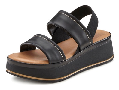 Lascana, LASCANA Sandalette, aus Leder mit leichtem Keilabsatz, 