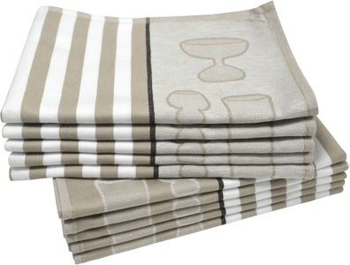 Dyckhoff, Dyckhoff Geschirrtuch »Gläser / Halbleinen«, (Set, 10 tlg.), Dyckhoff Geschirrtuch »Gläser / Halbleinen«, (Set, 10 tlg.), mit Gläser & Streifen Motiv, Masse je Tuch ca. 50x70 cm