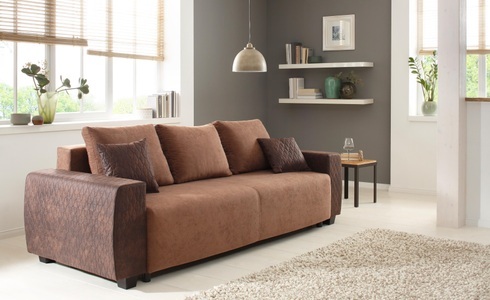 HOME AFFAIRE, Home affaire Schlafsofa »Bella«, mit geprägtem Bezug bei Armlehnen, Home affaire Schlafsofa »Bella«, mit geprägtem Bezug bei Armlehnen