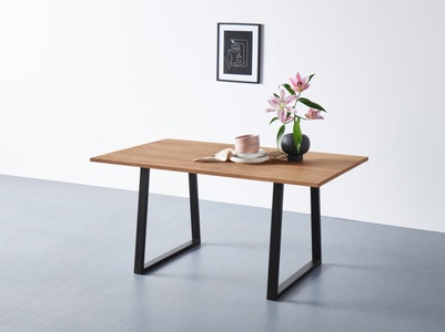 ANDAS, andas Esstisch, Tischplatte aus massiver Eiche, FSC®- Massivholz, Gestell aus Metall, andas Esstisch, Tischplatte aus massiver Eiche, FSC®- Massivholz, Gestell aus Metall