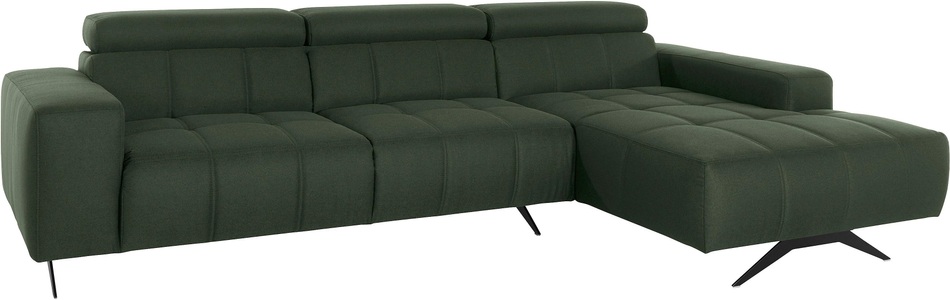 DOMO collection, DOMO collection Ecksofa, DOMO collection Ecksofa »Trento L-Form, mit Kufenfuss oder Einzelfuss«, wahlweise mit Kopfteilverstellung, Recamiere links/rechts bestellbar