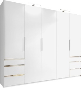 fresh to go, home24 Drehtuerenschrank Level 36A, MID.YOU Drehtürenschrank in weiss , Level 36A 250Cm Weiss , Metall, Kunststoff , 3 Fächer , 6 Schubladen , 250x216x58 cm , Dekorfolie,Nachbildung , 001787048701
