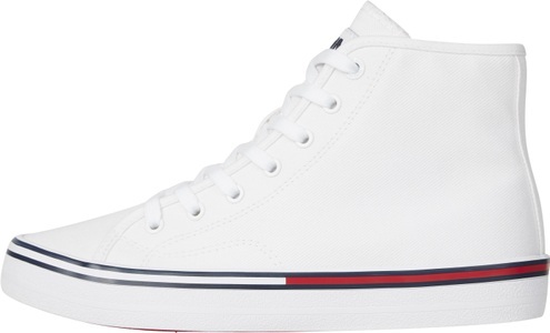 TOMMY JEANS, Tommy Jeans Plateausneaker »TOMMY JEANS ESSENTIAL MID WMN«, mit Streifen im Plateau, 