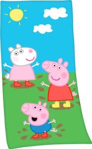 HERDING, HERDING Badetuch Peppa Pig 75x100 cm, Badetuch »Peppa Pig Velourstuch« hochfarbig bedruckt
