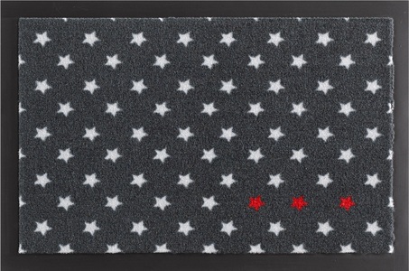 Hanse Home, Hanse Home - Fussmatte Printy - 40 x 60 cm, HANSE Home Fussmatte »Sterne, Türmatte«, rechteckig, 0,7 mm Höhe, Sterne-Design, Robust, Pflegeleicht, Rutschhemmend