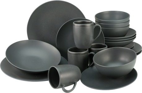 Creatable, CreaTable Kombiservice "Soft Touch Black" (20-tlg.), Steinzeug, Creatable Kombiservice soft touch black 20-teilig , 23146 , Schwarz , Keramik , 300 ml,400 ml , 43x37 cm , 0077680297