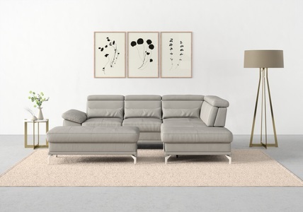 SIT&MORE, sit&more Ecksofa »Cabrio«, mit Sitztiefenverstellung und Federkern, 3 Nierenkissen, sit&more Ecksofa »Cabrio L-Form, B: 274 cm, mit Sitztiefen-, Arm- & Kopfteilverstellung« 3 Nierenkissen, Federkern, optional Bettfunktion und Stauraum