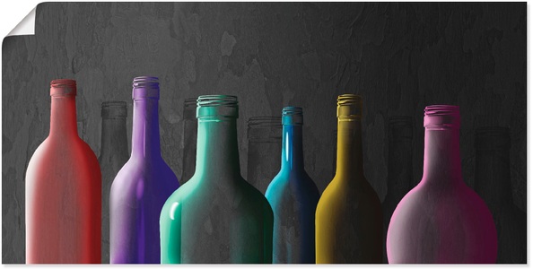 Artland, Artland Wandbild »Bunte Glasflaschen«, Artland Leinwandbild »Bunte Glasflaschen«, Getränke, (1 St.), auf Keilrahmen gespannt
