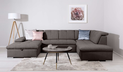 HOME AFFAIRE, Home affaire Wohnlandschaft »KARDA B/T/H: 328/215/95 cm, Liegefläche 256/126 cm«, verstellbare Kopfstützen und Armlehne, U-form, Bettkasten, Federkern, Home affaire Wohnlandschaft »KARDA B/T/H: 328/215/95 cm, Liegefläche 256/126 cm«, verstellbare Kopfstützen und Armlehne, U-form, Bettkasten, Federkern