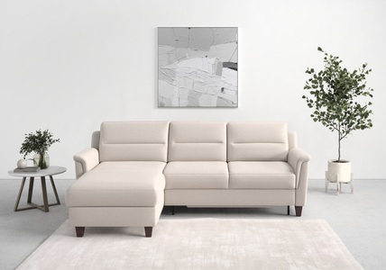 sit&more Ecksofa »Farö«, inklusive Federkern, mit naturfarbenen Füssen, wahlweise mit Bettfunktion und Bettkasten