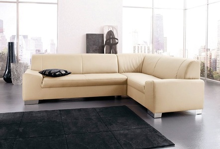 DOMO collection, DOMO collection Ecksofa, DOMO collection Ecksofa »Alisson, zeitlose Optik, flache Armlehnen, L-Form«, wahlweise mit Bettfunktion
