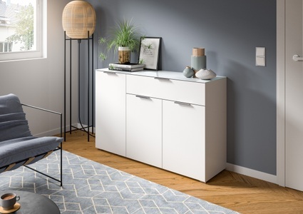 INOSIGN, INOSIGN Sideboard »Raio, Breite 135 cm, 3 Türen, 1 Schubkasten, Oberboden mit Glasplatte«, Anrichte, Kommode, Schrank, INOSIGN Sideboard »Raio, Breite 135 cm, 3 Türen, 1 Schubkasten, Oberboden mit Glasplatte«, Anrichte, Kommode, Schrank