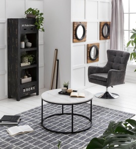 mutoni living, Couchtisch Marmor rund 85x48, Couchtisch Hale Marmor rund 85x48