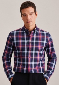 Seidensticker, seidensticker Flanellhemd »Shaped«, Shaped Langarm Button-Down-Kragen Karo, seidensticker Flanellhemd »Shaped« Shaped 1/1 Button-Down-Kragen Karo