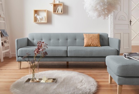 ANDAS, andas 3-Sitzer »Raadal«, in geradlinigem skandinavischem Design, Knopfheftung, Design by Morten Georgsen, andas 3-Sitzer »Raadal«, in skandinavischem Design, Knopfheftung, Design by Morten Georgsen