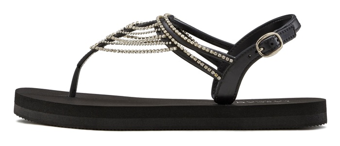 Lascana, LASCANA Sandale, LASCANA Badesandale, Sandale, Badeschuh, Sommerschuh, Zehentrenner mit Strass-Kette VEGAN