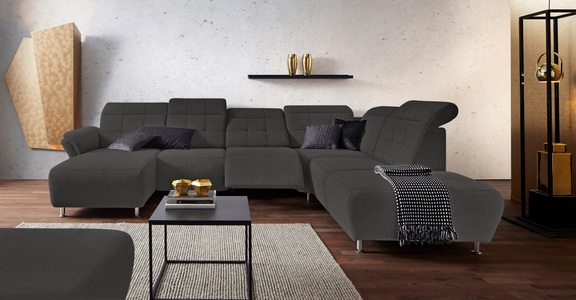 PLACES OF STYLE, Places of Style Wohnlandschaft »Manhattan«, 2 Sitze mit elektrischer Relaxfunktion, verstellbare Armlehnen, Places of Style Wohnlandschaft »Manhattan U-Form«, 2 Sitze mit elektrischer Relaxfunktion, verstellbare Armlehnen