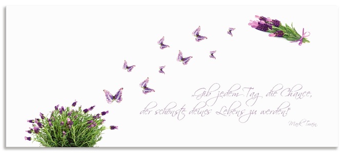 Artland, Artland Küchenrückwand »Lila Schmetterlinge an Lavendel«, Artland Küchenrückwand »Lila Schmetterlinge an Lavendel«, (1 tlg.), Alu Spritzschutz mit Klebeband, einfache Montage
