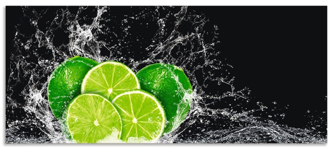 Artland, Artland Küchenrückwand »Limone mit Spritzwasser«, Artland Küchenrückwand »Limone mit Spritzwasser«, (1 tlg.), Alu Spritzschutz mit Klebeband, einfache Montage