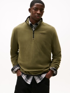 TOMMY JEANS, Tommy Jeans Fleecepullover "TJM FLAG POLAR FLEECE", normale Passform, Troyer
