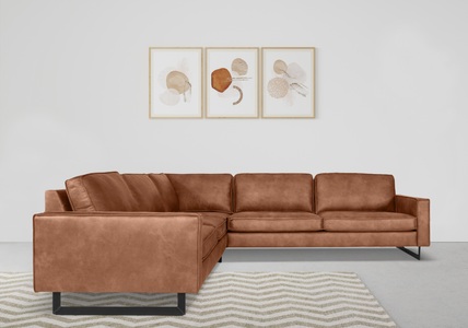 Places of Style Ecksofa »Pinto«, mit langem Schenkel, Keder und Metallfüssen