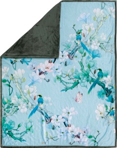 Descanso, Descanso Plaid »Shi«, Super weich, Descanso Plaid »Shi«, Sehr Weich, Kuscheldecke, 130x160 cm, Wendeoptik, Blumen, Grün