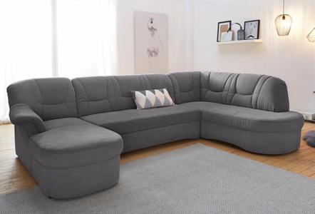 DOMO collection, DOMO collection Wohnlandschaft, DOMO collection Wohnlandschaft »Sarafina, zeitlos und komfortabel, optional mit Federkern, U-Form« wahlweise mit Bettfunktion