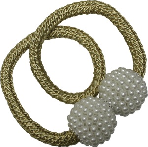 Gardinia, GARDINIA Raffhalter »Raffhalter Flex-V mit Magnet«, (2 St.), mit gewebten Band mit Kugeln in Perlenoptik, GARDINIA Raffhalter »Flex-V mit Magnet«, (2 St.), vielfältige Anbringungsmöglichkeiten