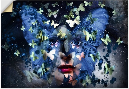 Artland, Artland Wandbild »Fräulein Schmetterling«, (1 St.), in vielen Grössen & Produktarten - Alubild / Outdoorbild für den Aussenbereich, Leinwandbild, Poster, Wandaufkleber / Wandtattoo auch für Badezimmer geeignet, Artland Alu-Dibond-Druck »Fräulein Schmetterling«, Schmetterlinge, (1 St.), für Innen- und Aussenbereich geeignet, Outdoorbild