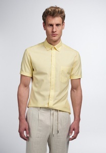 Eterna, ETERNA KURZARM HEMD SLIM FIT UPCYCLING SHIRT OXFORD GELB UNIFARBEN, Eterna Kurzarmhemd »SLIM FIT«