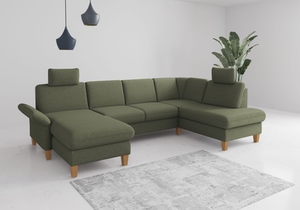 Home affaire Wohnlandschaft »Rochelle, U-Form«, optional mit Armteilverstellung, mit Bettfunktion & Bettkasten
