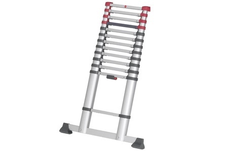 Hailo, Hailo T80 FLEXLINE 7113-131 Aluminium Teleskopleiter Arbeitshöhe (max.): 4.5 m Silber, Schwarz, Rot 13.1 kg, Hailo Teleskopleiter T80 Flexline | 4.5 m