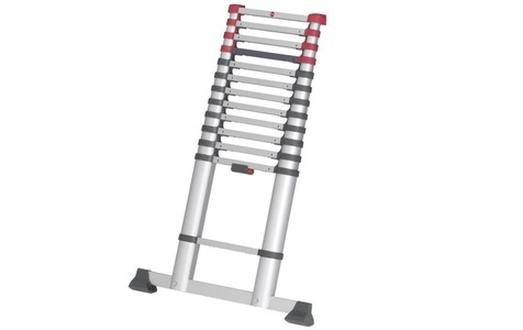 Hailo, Hailo T80 FLEXLINE 7113-131 Aluminium Teleskopleiter Arbeitshöhe (max.): 4.5 m Silber, Schwarz, Rot 13.1 kg, Hailo Teleskopleiter T80 Flexline | 4.5 m