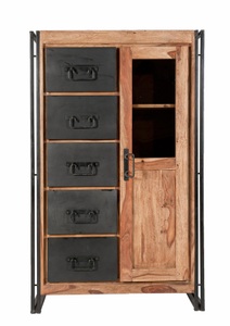mutoni living, Hochkommode Natural Factory natur antikschwarz, Hochkommode Kuba Vintage natur