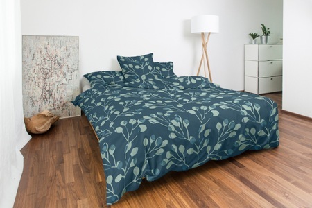 undefined, Bettwäsche mit schönem Blättermuster blau-grün, 
