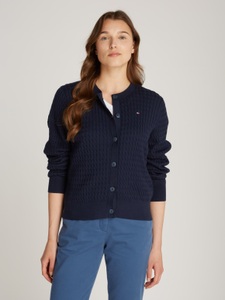 Tommy Hilfiger Strickjacke »CO CABLE C-NK CARDIGAN«, mit Zopfstruktur
